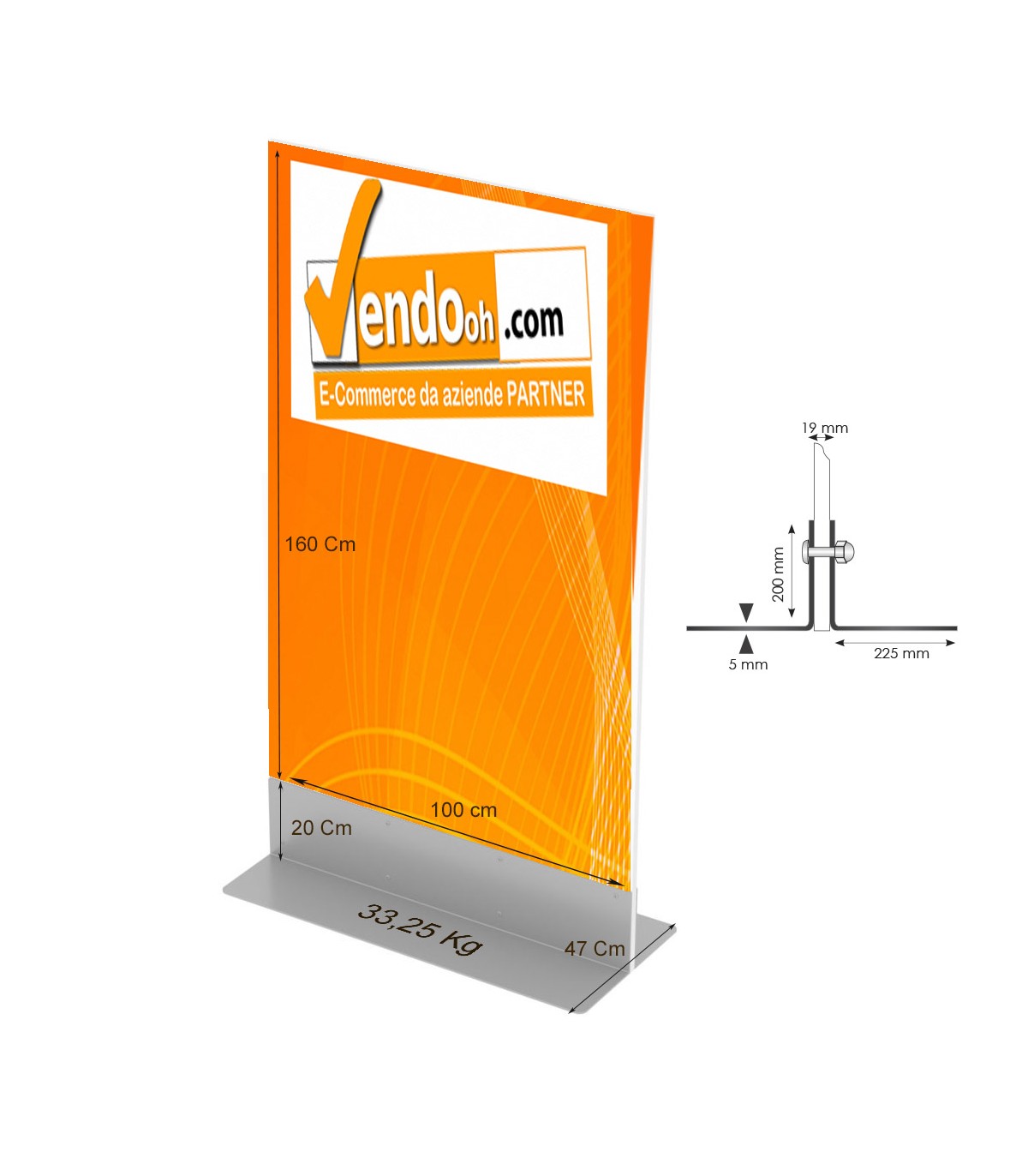 TOTEM DA PAVIMENTO TIS ECO 100x180 BIFACCIALE ESPOSITORE PUBBLICITARIO PANNELLO