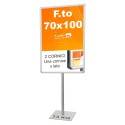 ESPOSITORE AUTOPORTANTE CON BASE QUADRA IN METALLO CON CORNICI BIFACCIALI 70x100
