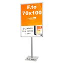 ESPOSITORE AUTOPORTANTE CON BASE QUADRA IN METALLO CON CORNICI BIFACCIALI 70x100