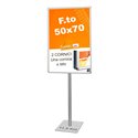 ESPOSITORE AUTOPORTANTE CON BASE QUADRA IN METALLO CON CORNICI BIFACCIALI 50x70