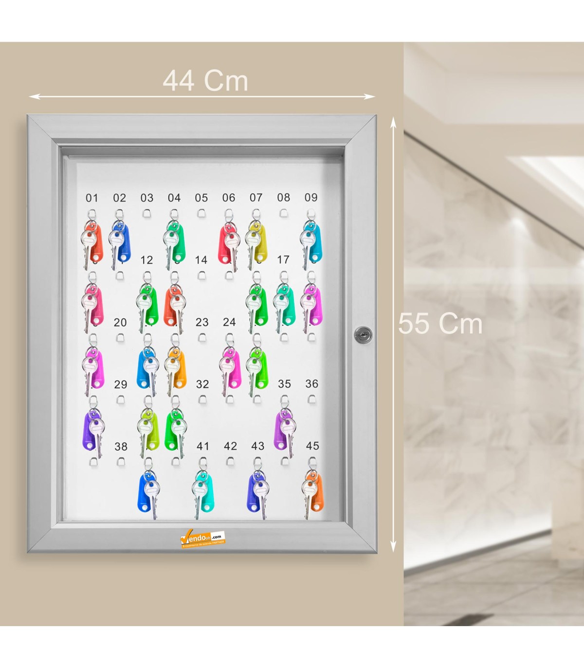 AMBIENTE E MISURE BACHECA PORTA CHIAVI CON SERRATURA 45 POSTI VERTICALE UFFICIO HOTEL OFFICINAAMBIENTE E MISURE BACHECA PORTA CH