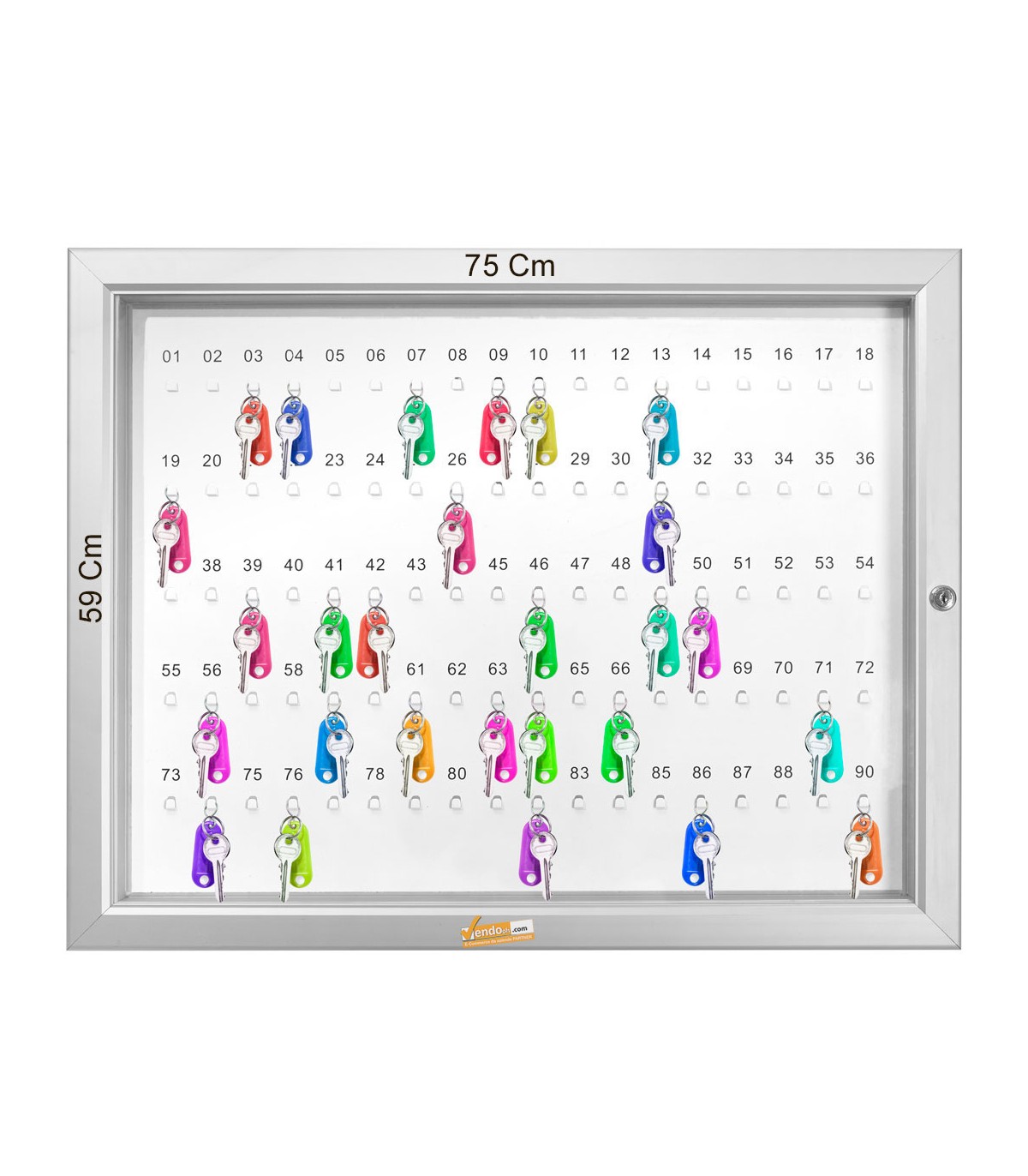 BACHECA PORTA CHIAVI CON SERRATURA 90 POSTI ORIZZONTALE OFFICINA ALBERGO MUSEO