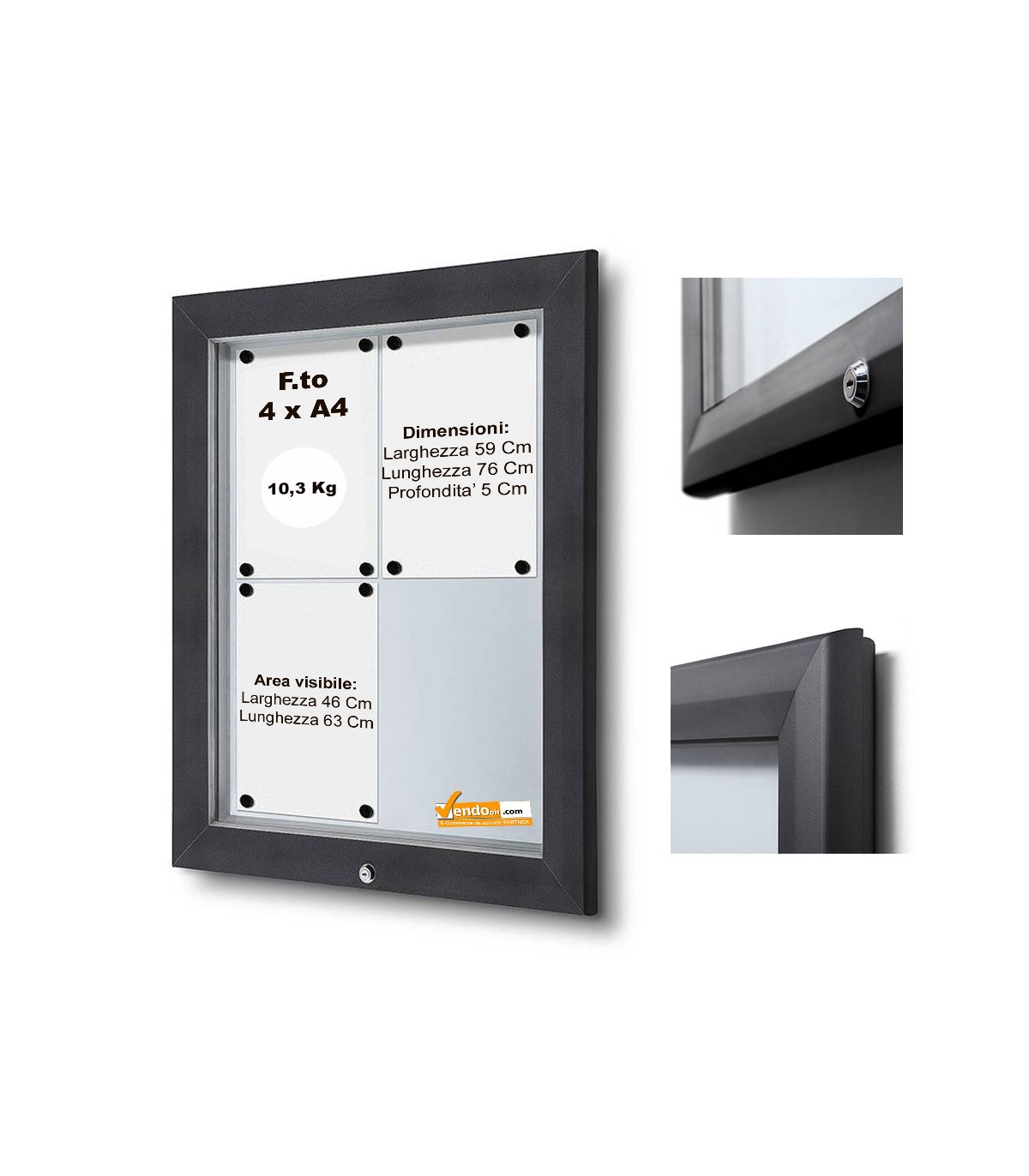 BACHECA ESPOSITORE PUBBLICITARIO PER ESTERNI APERTURA A RIBALTA VETRO TEMPRATO