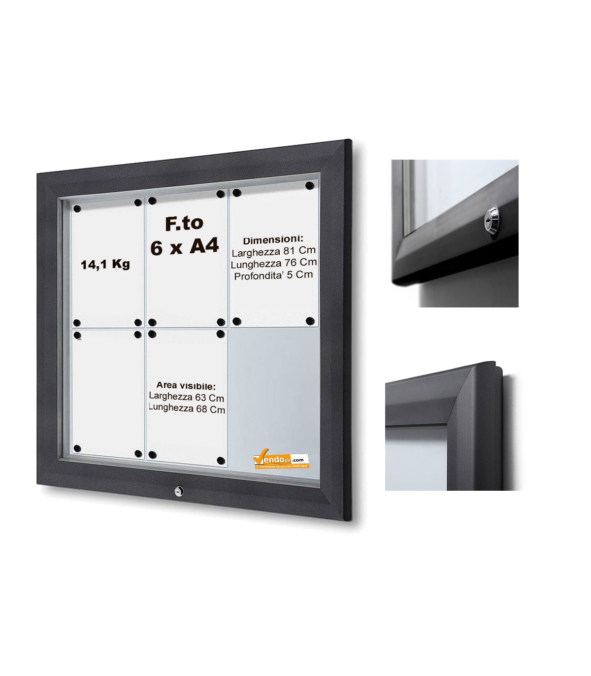 BACHECA ESPOSITORE PUBBLICITARIO PER ESTERNI APERTURA A RIBALTA VETRO TEMPRATO