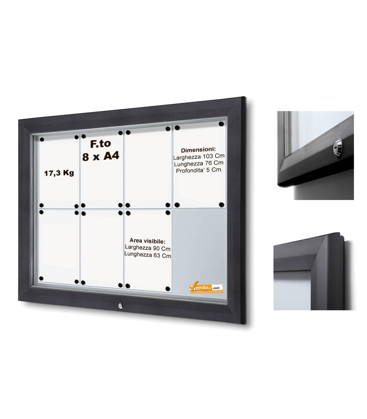 BACHECA ESPOSITORE PUBBLICITARIO PER ESTERNI APERTURA A RIBALTA VETRO TEMPRATO