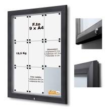 9XA4 BACHECA PER ESTERNI CERTIFICATA RIBALTA VETRO TEMPRATO VARIE MISURE SERRATURA