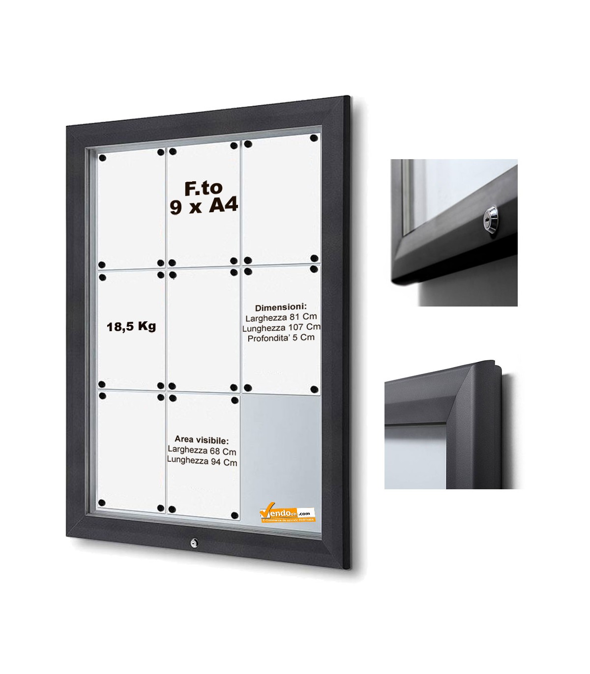 BACHECA ESPOSITORE PUBBLICITARIO PER ESTERNI APERTURA A RIBALTA VETRO TEMPRATO