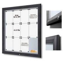 12XA4 BACHECA PER ESTERNI CERTIFICATA RIBALTA VETRO TEMPRATO VARIE MISURE SERRATURA