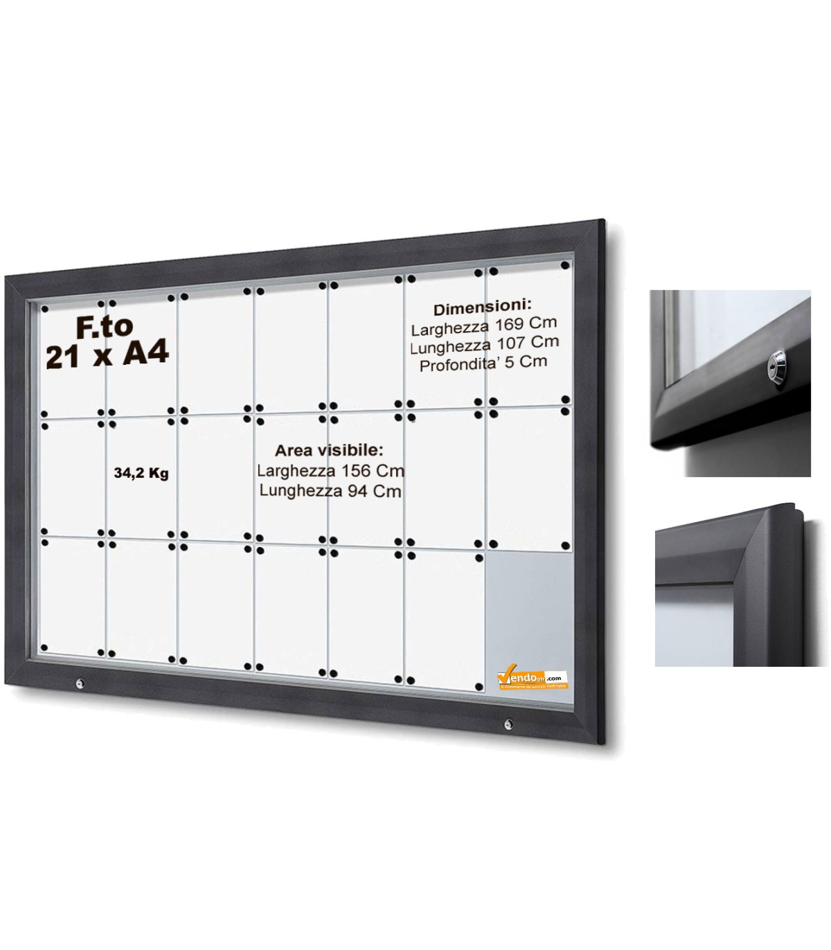 BACHECA ESPOSITORE PUBBLICITARIO PER ESTERNI APERTURA A RIBALTA VETRO TEMPRATO