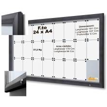 BACHECA ESPOSITORE PUBBLICITARIO PER ESTERNI APERTURA A RIBALTA VETRO TEMPRATO