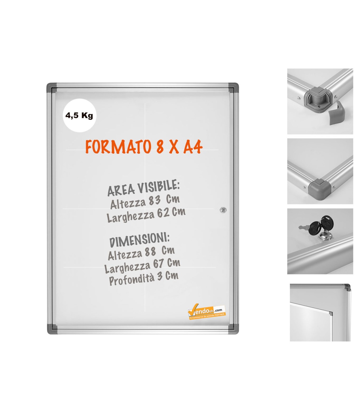 8XA4 BACHECA PORTA AVVISI PER INTERNO SCRIVIBILE VARI FORMATI COMPLETA DI MAGNETI