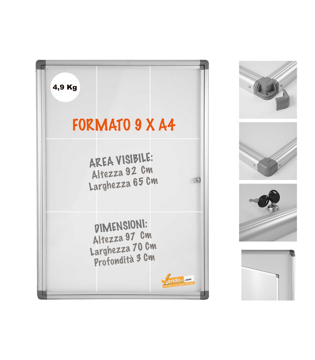 9XA4 BACHECA PORTA AVVISI PER INTERNO SCRIVIBILE VARI FORMATI COMPLETA DI MAGNETI