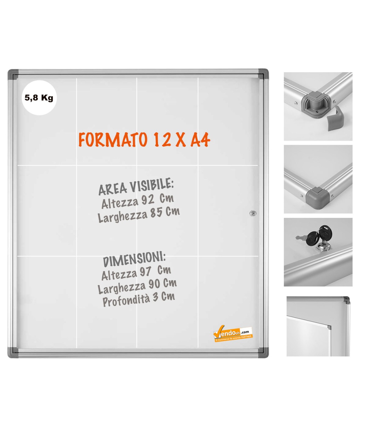 12XA4 BACHECA PORTA AVVISI PER INTERNO SCRIVIBILE VARI FORMATI COMPLETA DI MAGNETI