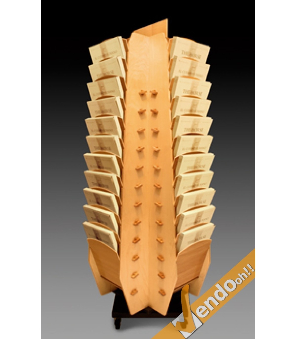 ESPOSITORE DEPLIANT RIVISTE A4 PAVIMENTO A RUOTE UFFICIO NEGOZIO AGENZIA WOOD04