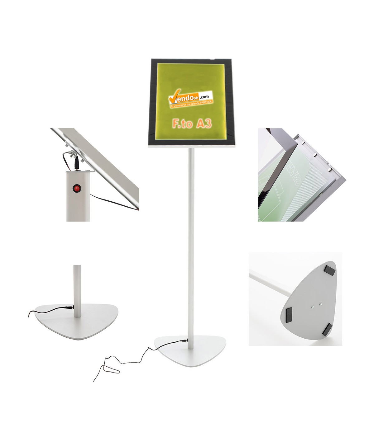 ESPOSITORE A LEGGIO RETROILLUMINATO A LED A3 VERTICALE ORIZZONTALE MENU CARTA