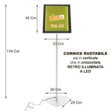 MISURE ESPOSITORE A LEGGIO RETROILLUMINATO A LED A3 VERTICALE ORIZZONTALE MENU CARTA