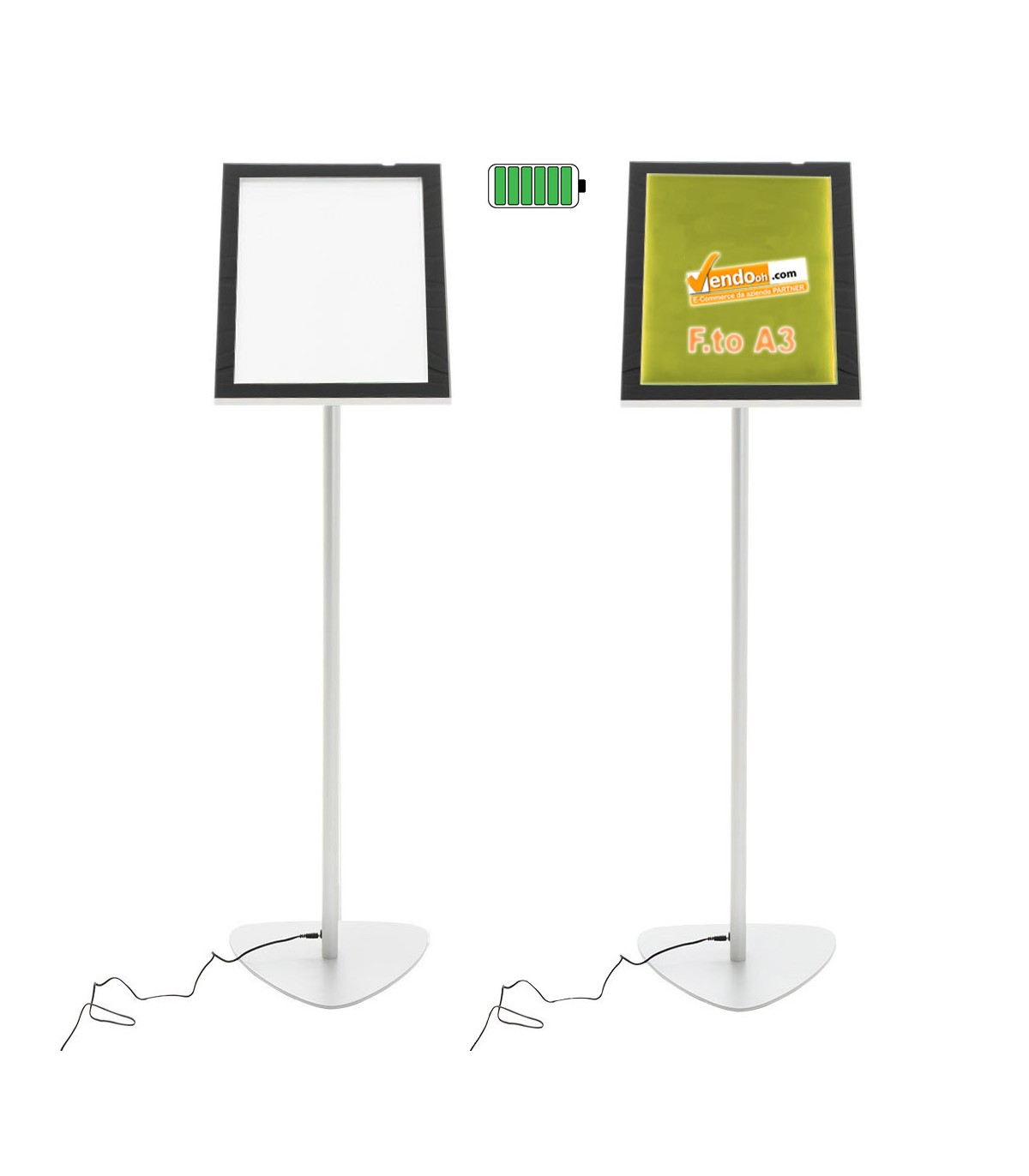 ACCESO SPENTO ESPOSITORE A LEGGIO RETROILLUMINATO A LED A BATTERIA A3 VERTICALE ORIZZONTALE