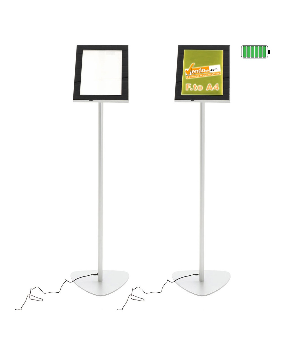 ACCESO SPENTO ESPOSITORE A LEGGIO RETROILLUMINATO A LED A BATTERIA A4 VERTICALE ORIZZONTALE