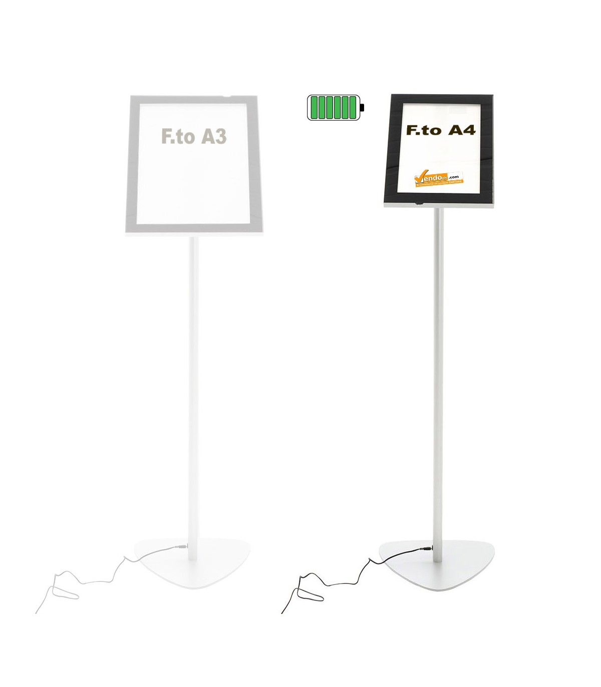 CONFRONTO A3 A4 ESPOSITORE A LEGGIO RETROILLUMINATO A LED A BATTERIA A4 VERTICALE ORIZZONTALE