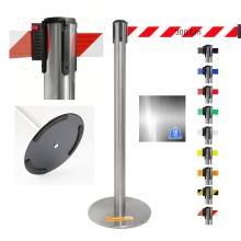 COLONNINA ACCIAIO A NASTRO BIANCO ROSSO A BANDE TENDINASTRO FETTUCCIA TENDILINEA BASE ANTI INCIAMPO