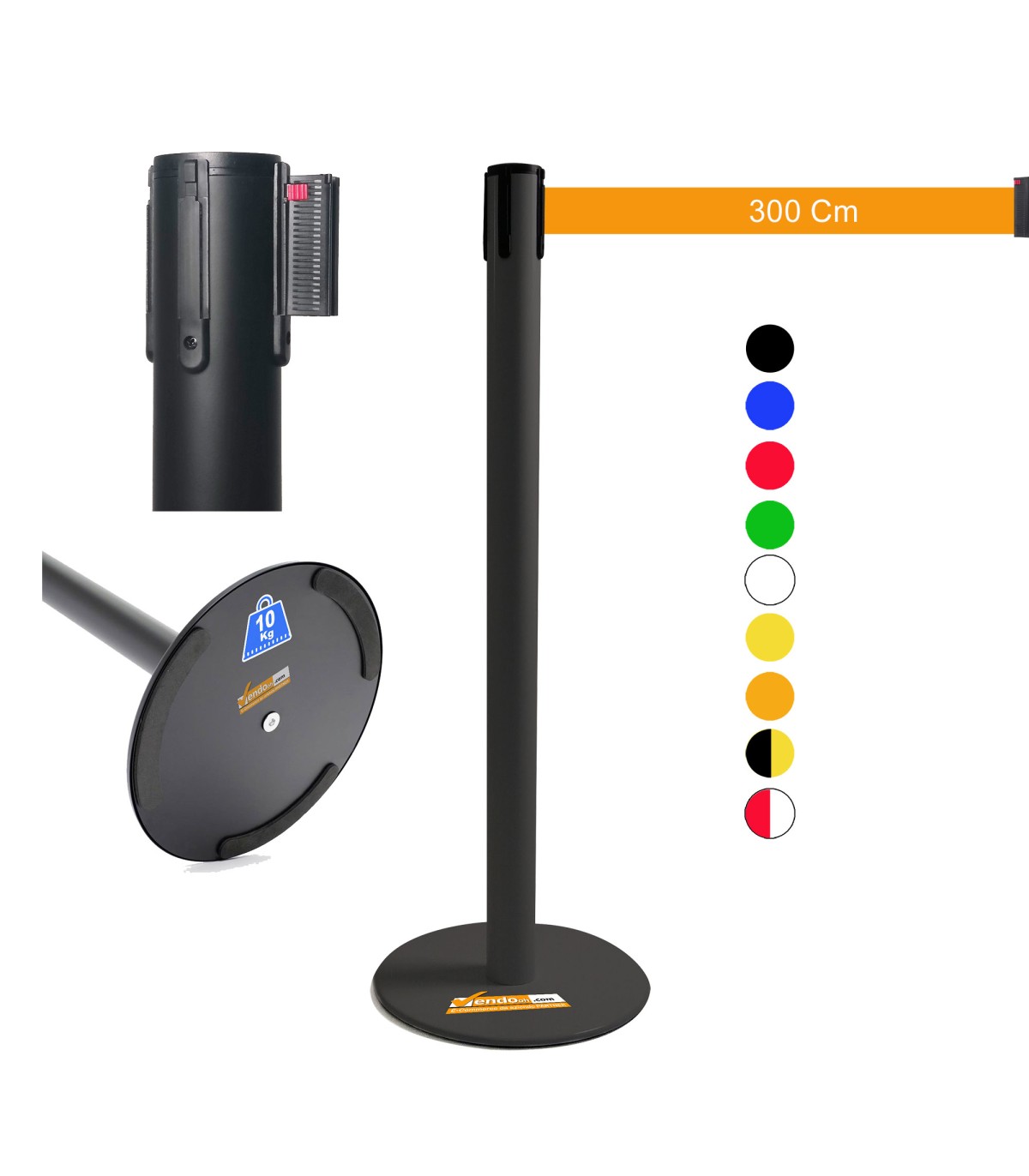 COLONNINA NERA NASTRO ARANCIONE TENDINASTRO FETTUCCIA TENDILINEA BASE PIATTA