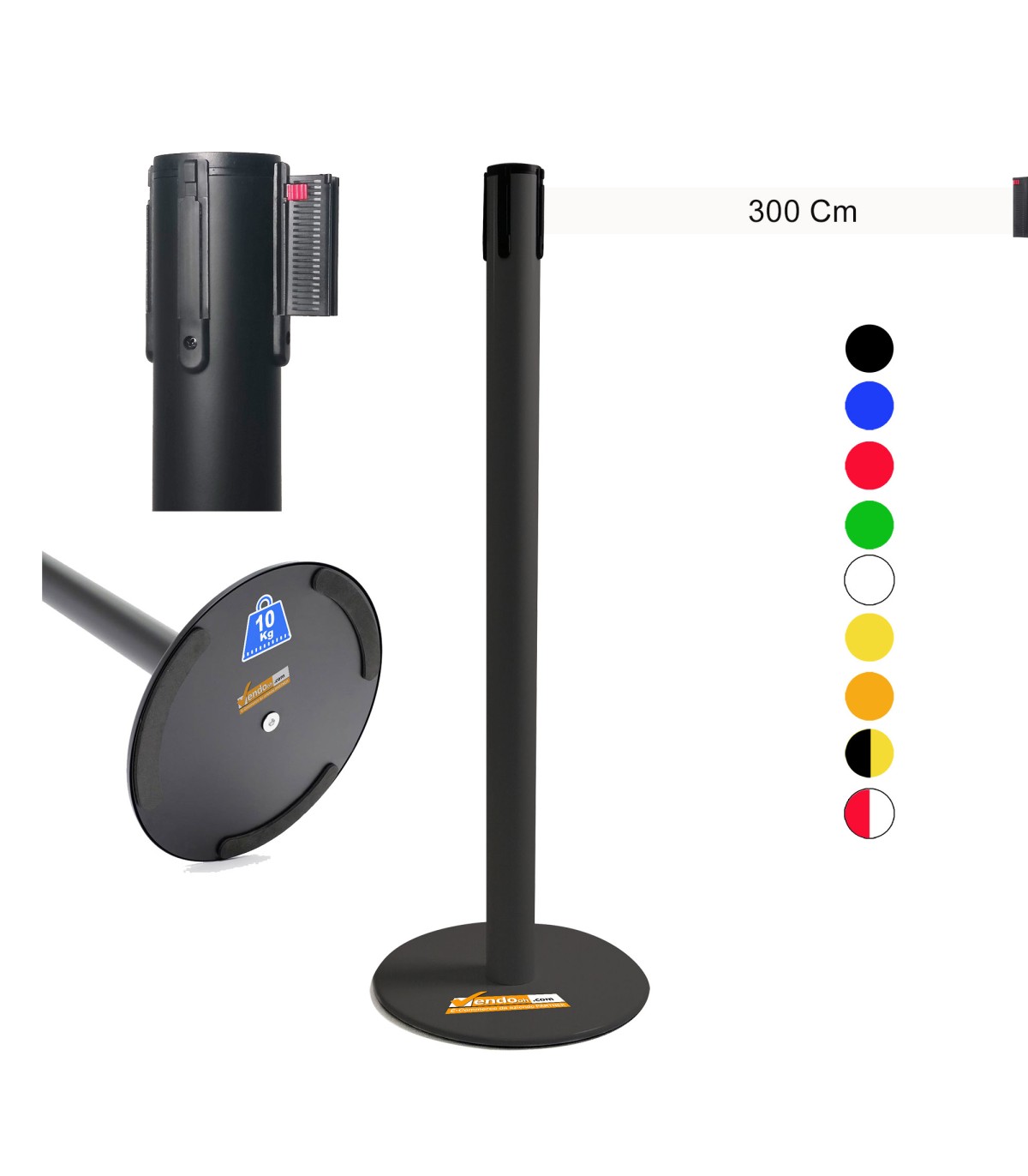 COLONNINA NERA NASTRO MULTI COLORE TENDINASTRO FFETTUCCIA TENDILINEA BASE PIATTA