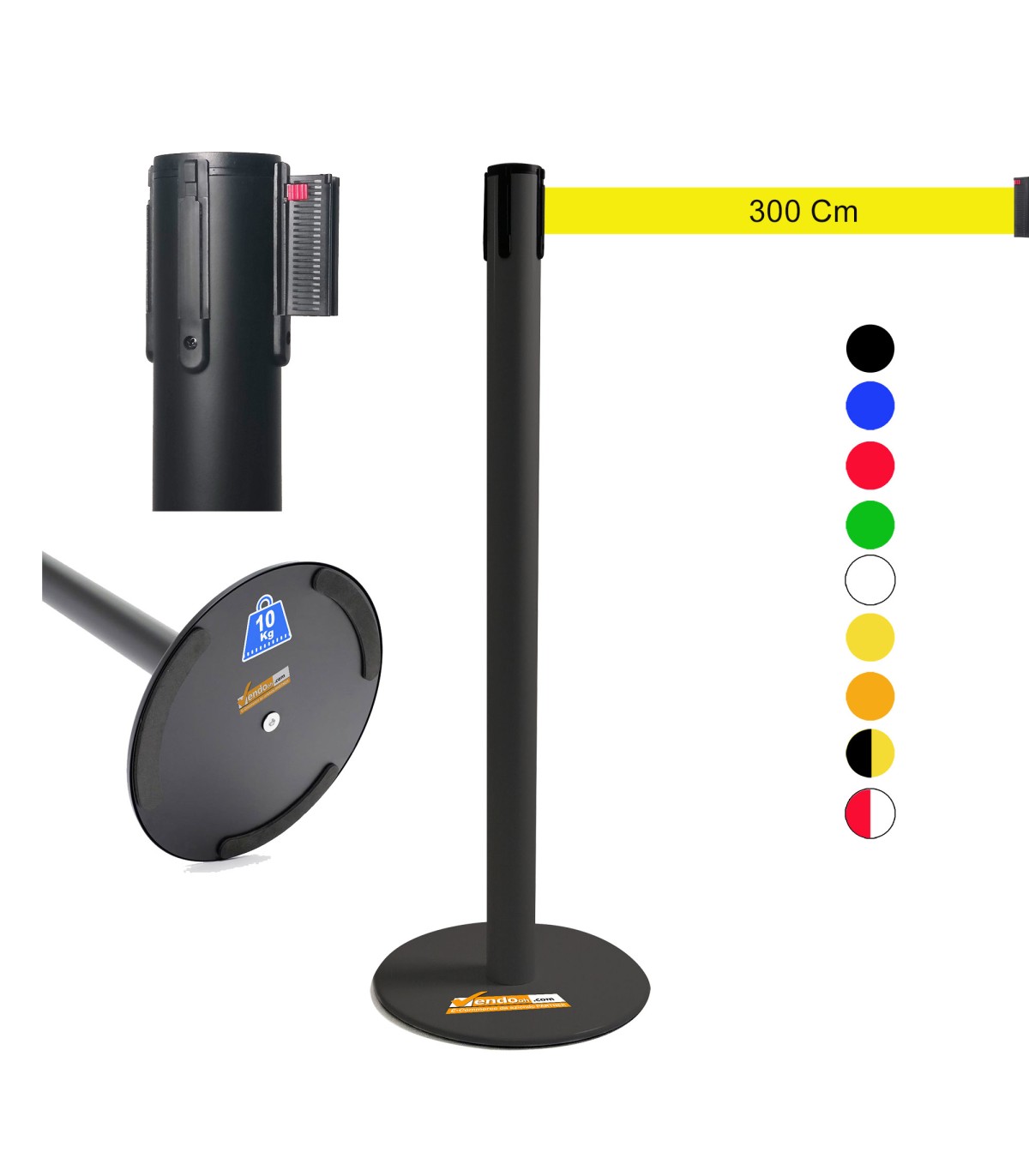 COLONNINA NERA NASTRO MULTI COLORE TENDINASTRO FFETTUCCIA TENDILINEA BASE PIATTA