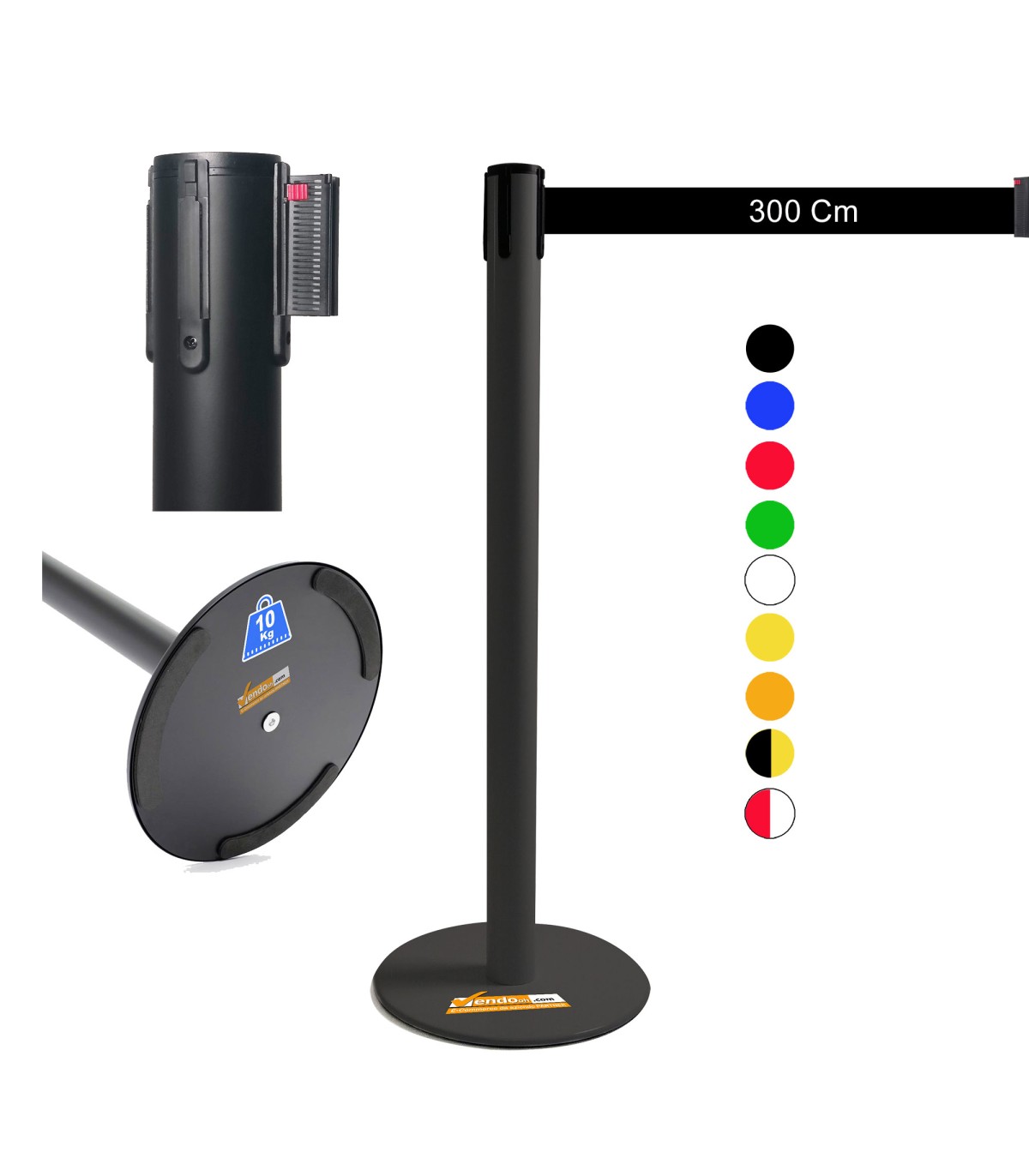 COLONNINA NERA NASTRO MULTI COLORE TENDINASTRO FFETTUCCIA TENDILINEA BASE PIATTA