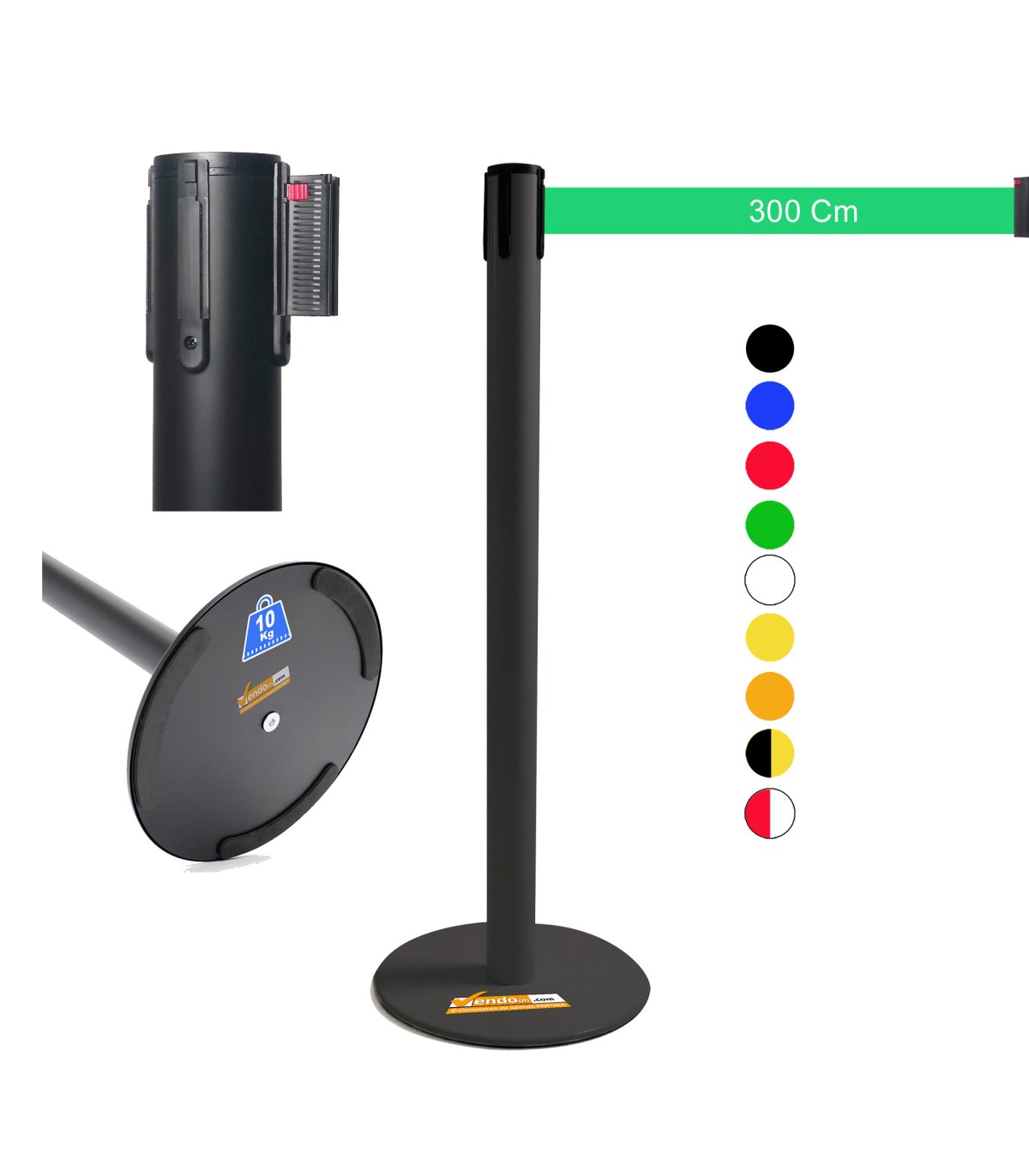 COLONNINA NERA NASTRO MULTI COLORE TENDINASTRO FFETTUCCIA TENDILINEA BASE PIATTA