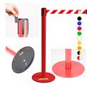 COLONNINA ROSSA A NASTRO MULTICOLORE SEGNA PERCORSO BASE PIATTA ANTI INCIAMPO