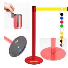 COLONNINA ROSSA A NASTRO MULTICOLORE SEGNA PERCORSO BASE PIATTA ANTI INCIAMPO