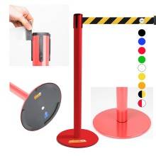 COLONNINA ROSSA A NASTRO MULTICOLORE SEGNA PERCORSO BASE PIATTA ANTI INCIAMPO