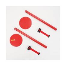 COLONNINA ROSSA A NASTRO MULTICOLORE SEGNA PERCORSO BASE PIATTA ANTI INCIAMPO