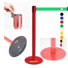 COLONNINA ROSSA A NASTRO MULTICOLORE SEGNA PERCORSO BASE PIATTA ANTI INCIAMPO