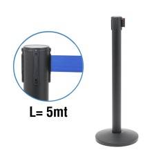 DETTAGLIO NASTRO COLONNINA COLONNA NERA SEGNA PERCORSO PALINA PALETTO METALLO SEPARA CODA 5 METRI