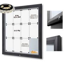 12XA4 BACHECA PER ESTERNI ILLUMINATA A LED CERTIFICATA VETRO TEMPRATO VARIE MISURE