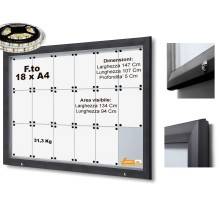 18XA4 BACHECA PER ESTERNI ILLUMINATA A LED CERTIFICATA VETRO TEMPRATO VARIE MISURE