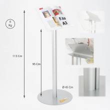 ESPOSITORE PUBBLICITARIO A LEGGIO PORTA LOCANDINE AVVISI DEPLIANT BASE METALLO