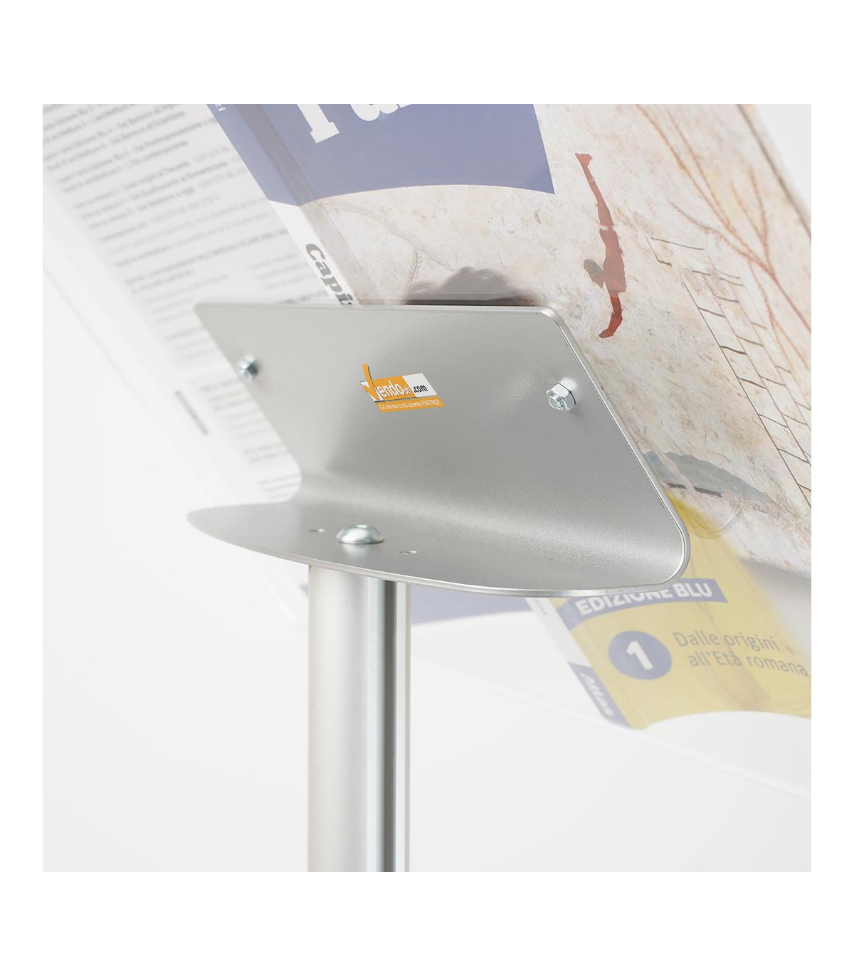 ESPOSITORE PUBBLICITARIO A LEGGIO PORTA LOCANDINE AVVISI DEPLIANT BASE METALLO