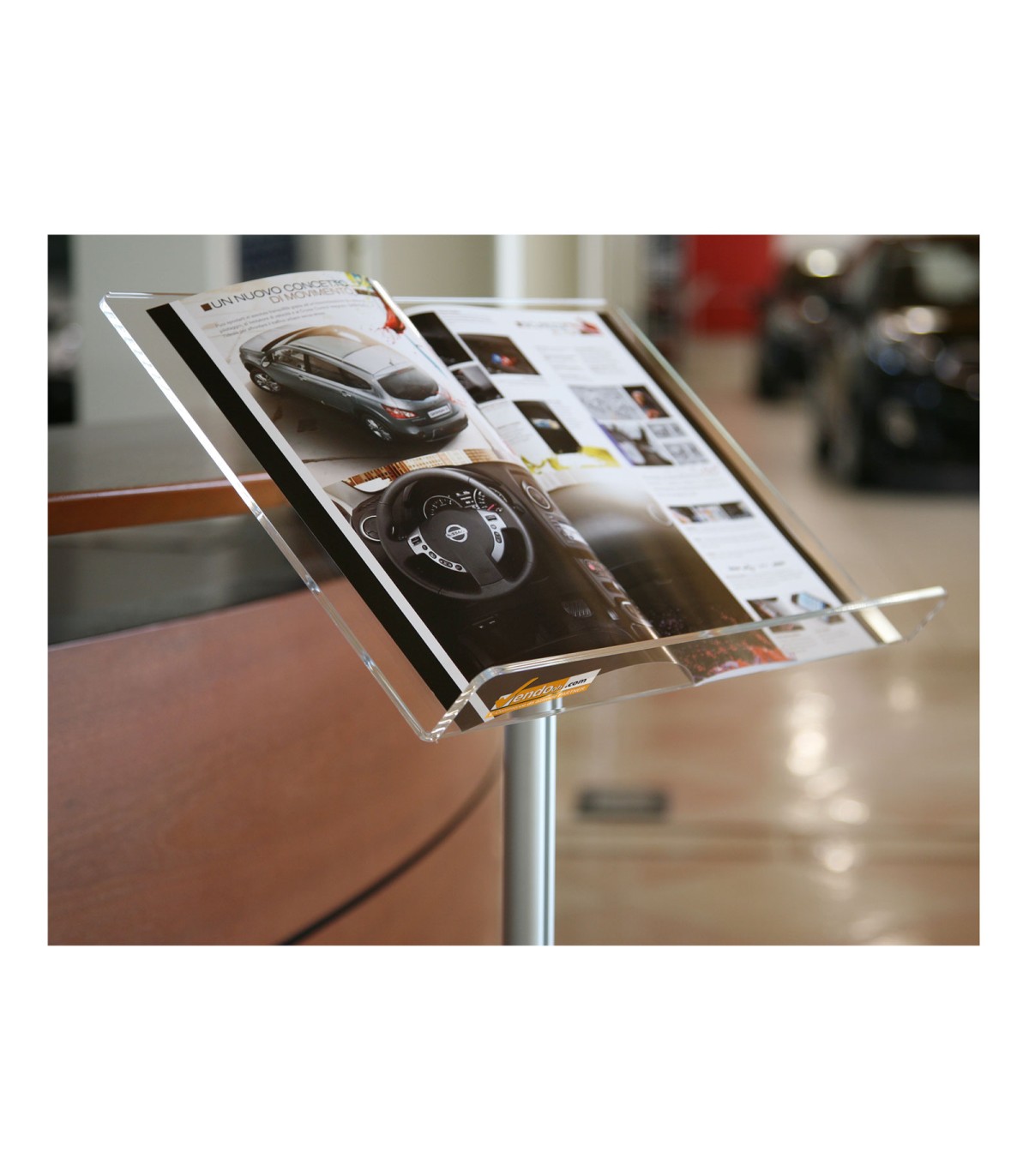 ESPOSITORE PUBBLICITARIO A LEGGIO PORTA LOCANDINE AVVISI DEPLIANT BASE METALLO