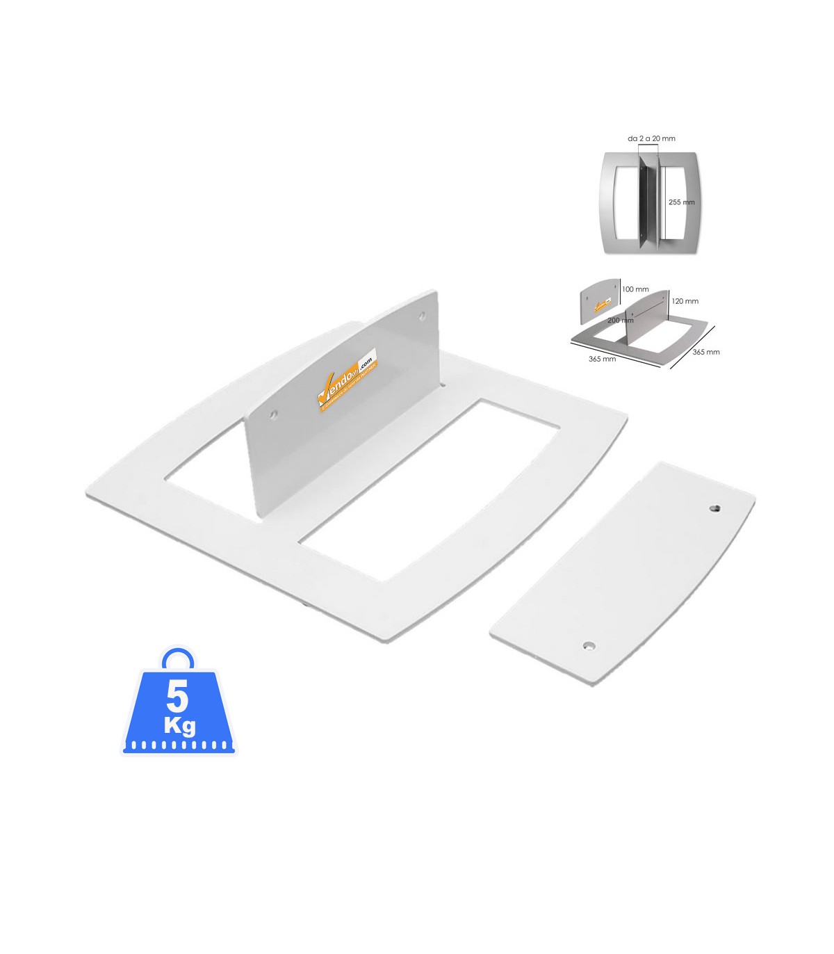 MISURE TECNICHE BASE BIANCA AUTOPORTANTE PER PANNELLI PANNELLATURE TOTEM PARETINE DIVISORIO UNIVERSALE