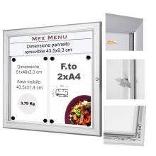 2XA4 BACHECA PORTA MENU PER ESTERNO LOGO PERSONALIZZATO SERRATURA E CHIAVI INCLUSE