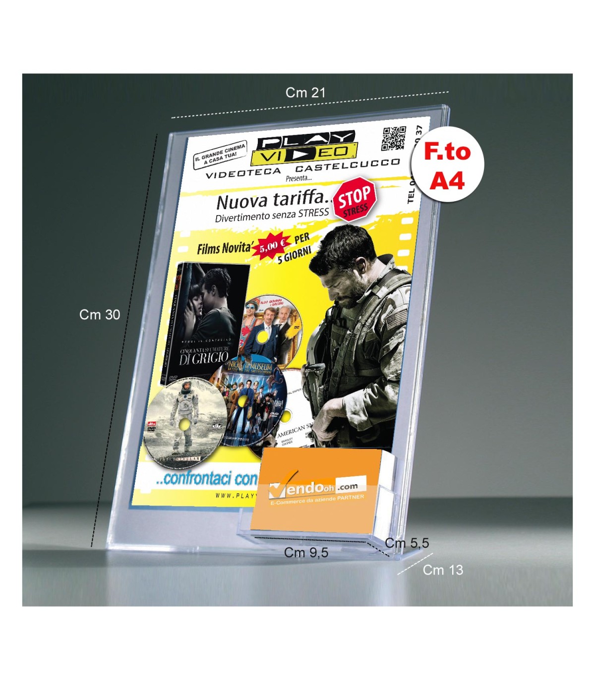 ESPOSITORE A4 PORTA AVVISI PORTA FOTO  E TASCA PORTA BIGLIETTI DA VISITA PAB403