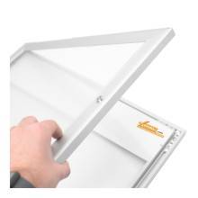 APERTURA BACHECA PORTA MENU ESTERNI LUMINOSA A LED, LOGO O REMOVIBILE, PROFILI SILVER 