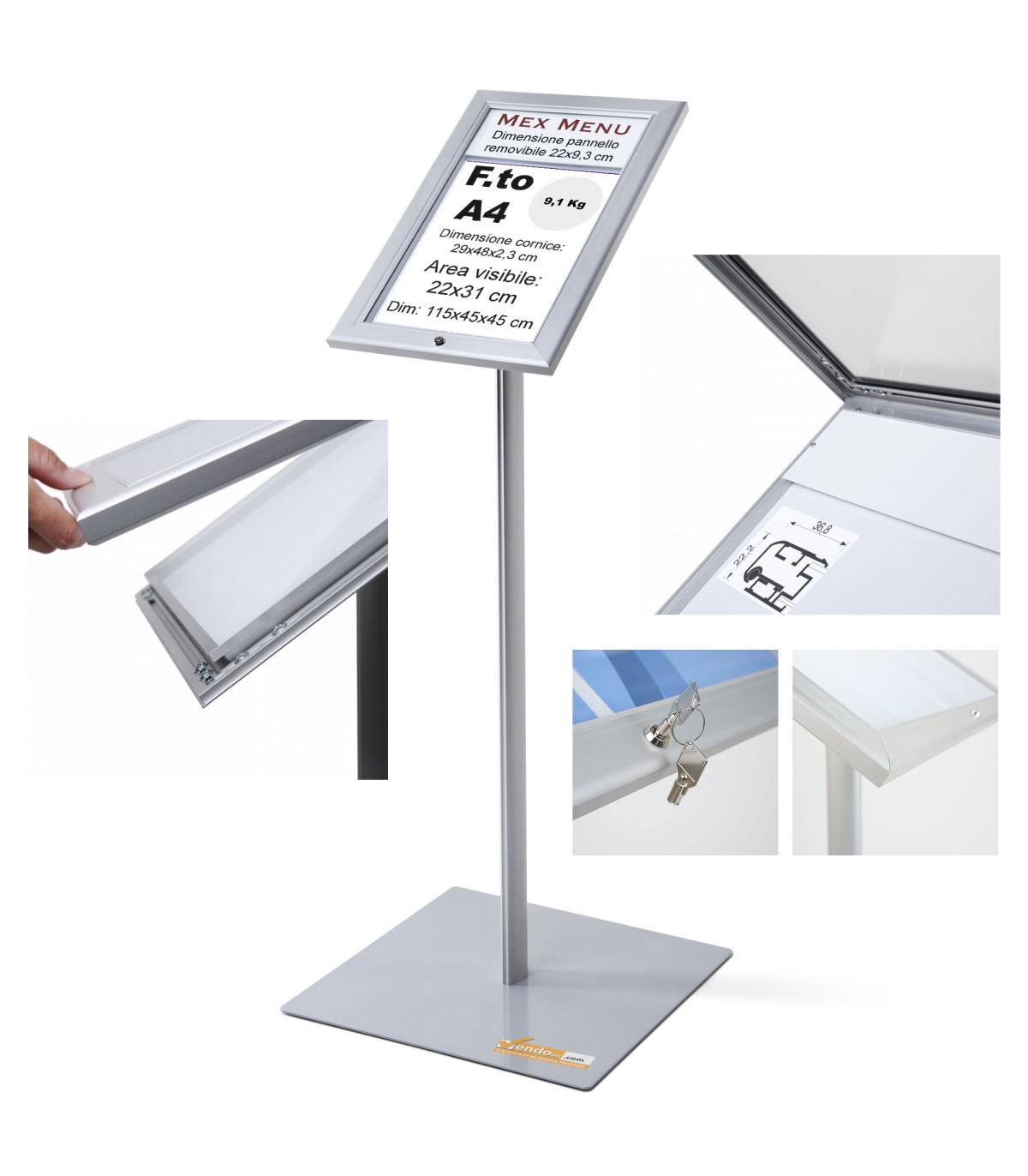 ESPOSITORE DA ESTERNO PORTA MENU DA PAVIMENTO FORMATO 1XA4 BACHECA PER HOTEL BAR