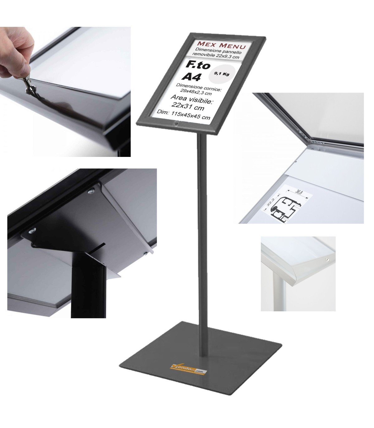 ESPOSITORE DA ESTERNO PORTA MENU DA PAVIMENTO FORMATO 1XA4 BACHECA PER ALBERGO