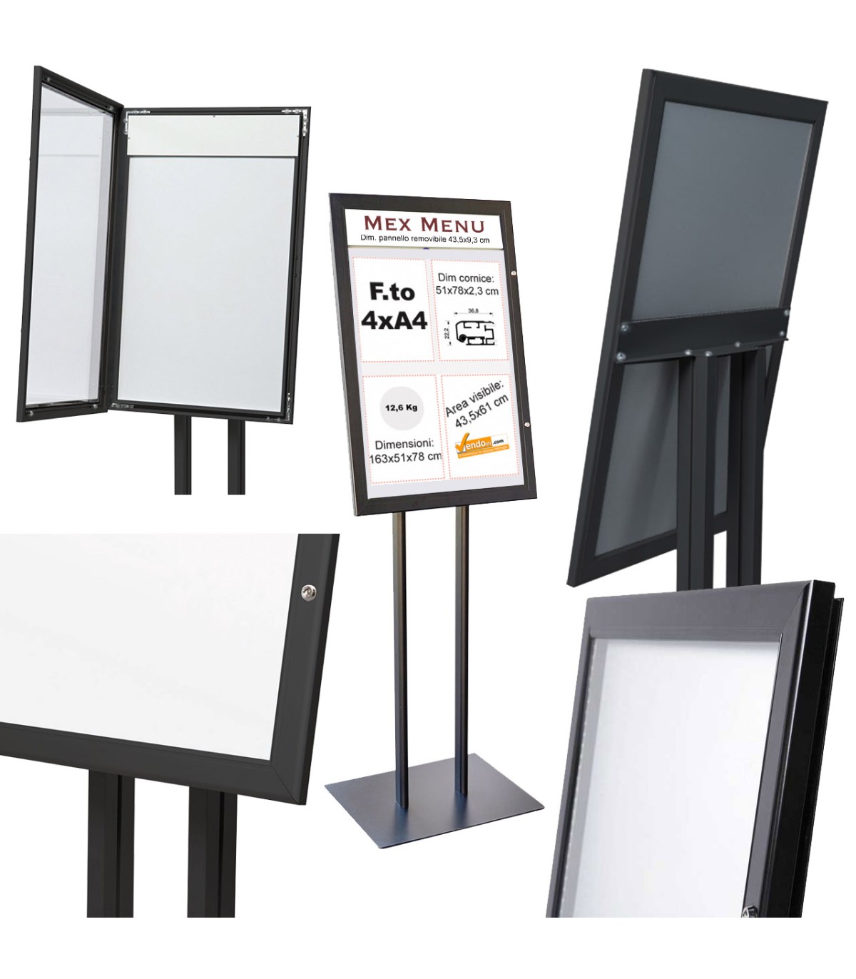 BACHECA ESPOSITORE PORTA MENU DA PAVIMENTO PER ESTERNO FORMATO 4XA4 LOCANDA BAR