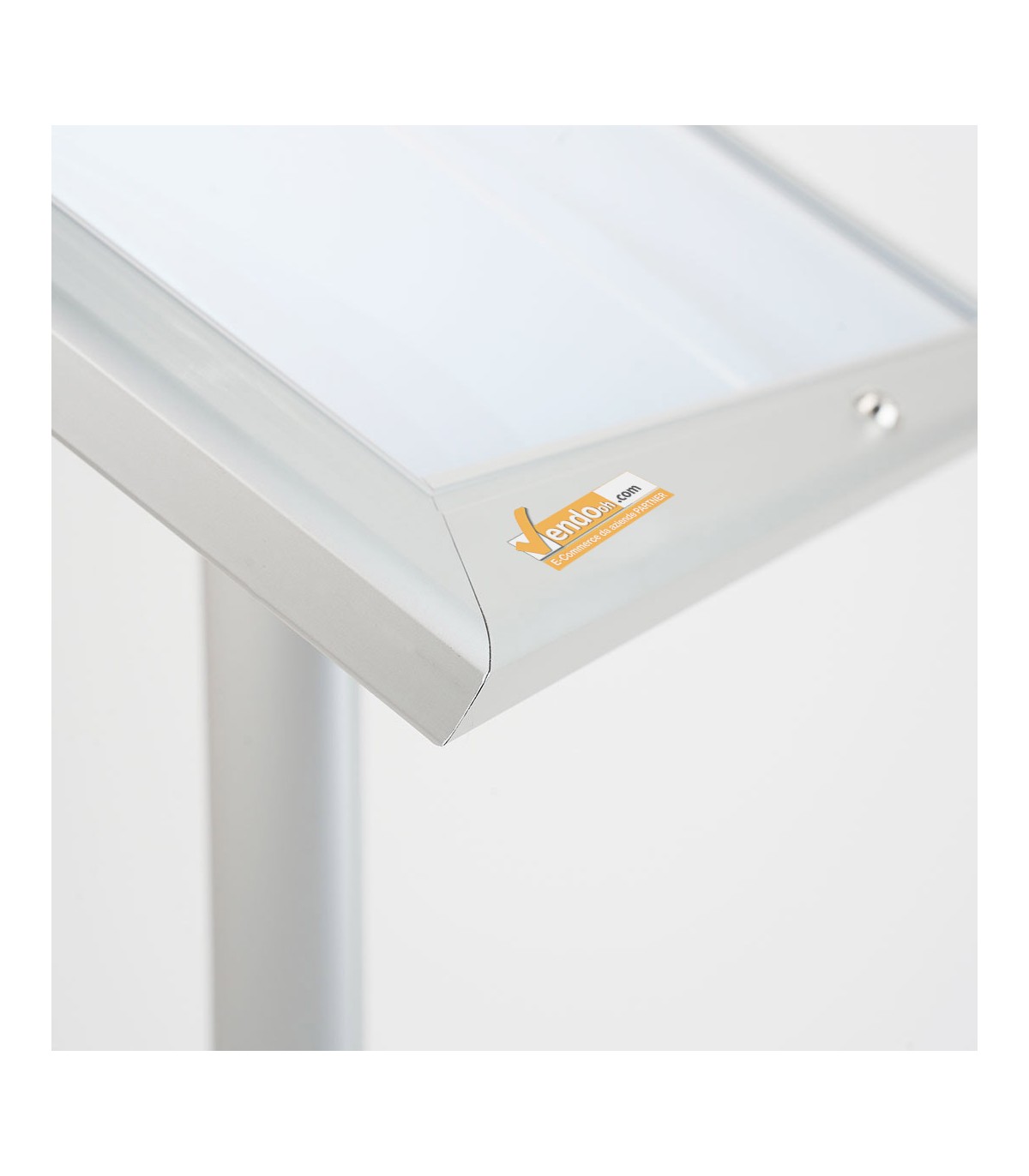 DETTAGLIO SPIGOLO ESPOSITORE LUCE LED DA ESTERNO PORTA MENU DA PAVIMENTO ILLUMINATO FORMATO 1XA4