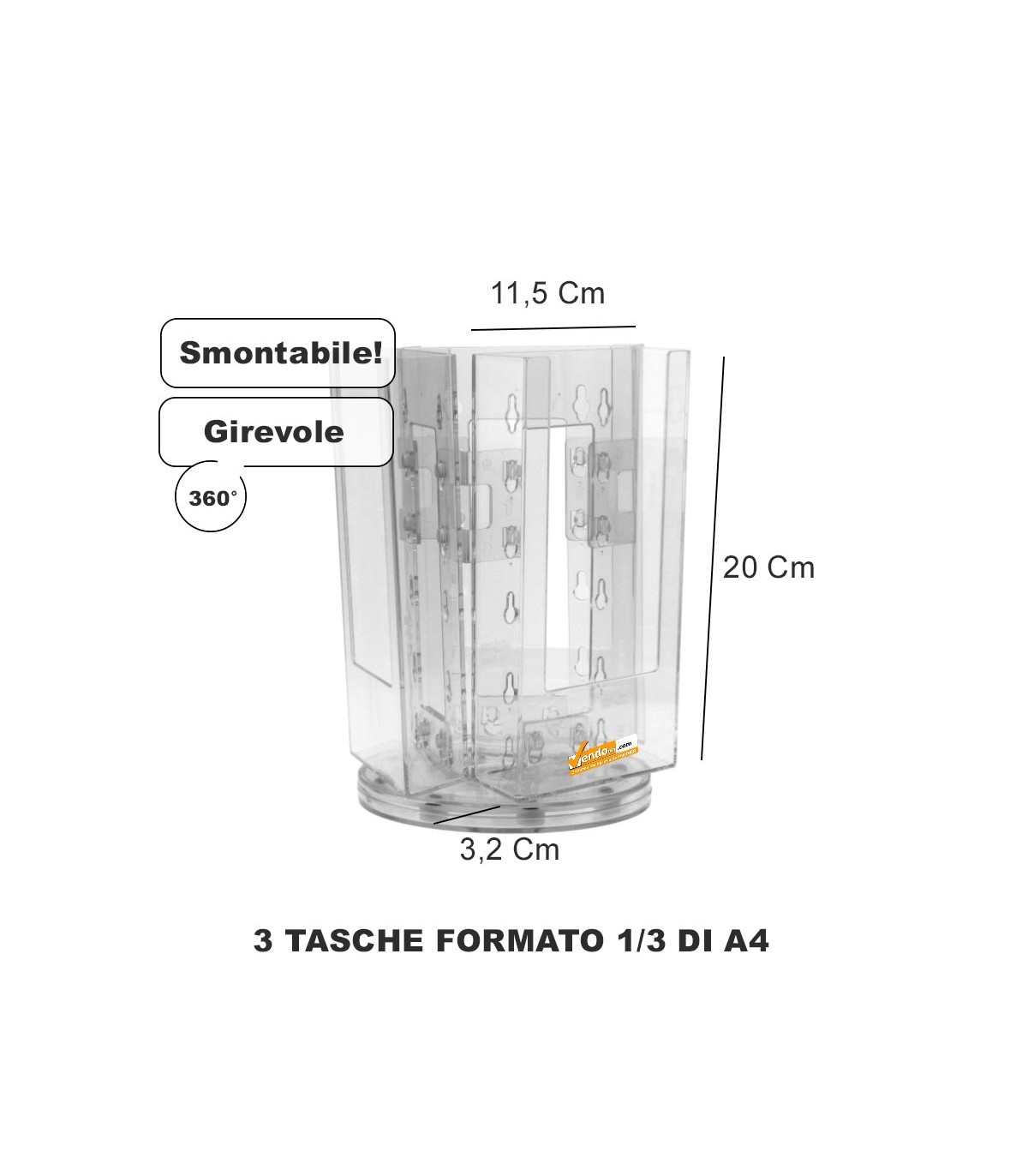 ESPOSITORE PORTA DEPLIANT GIREVOLE DA BANCO UFFICIO SCRIVANIA NEGOZIO PDG302