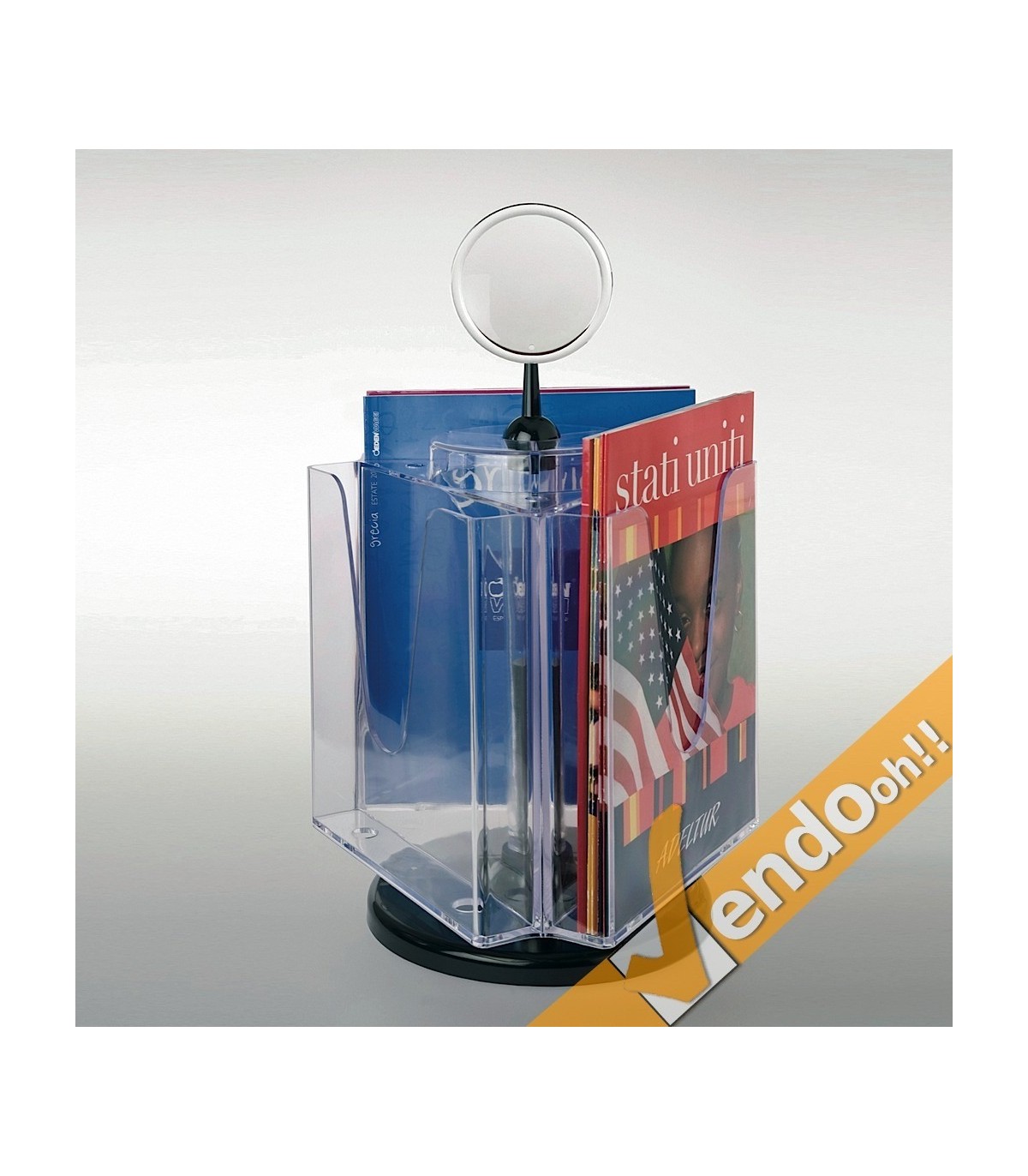 ESPOSITORE A4 PORTA DEPLIANT GIREVOLE DA BANCO UFFICIO SCRIVANIA NEGOZIO PDG311